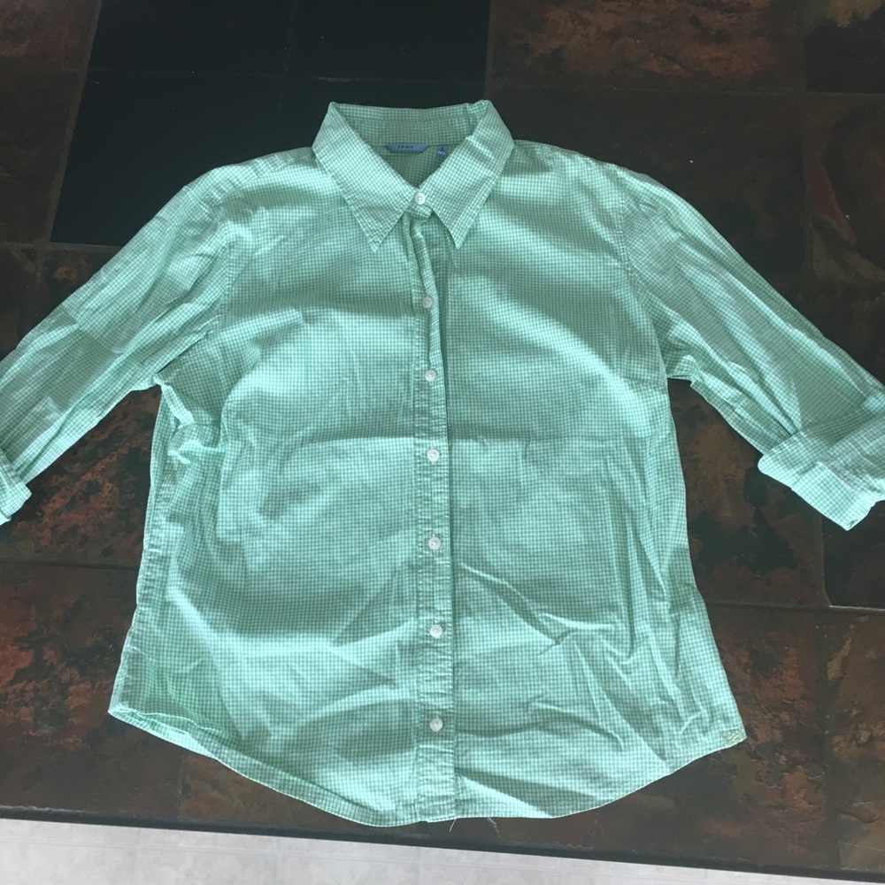 Izod green gingham button down